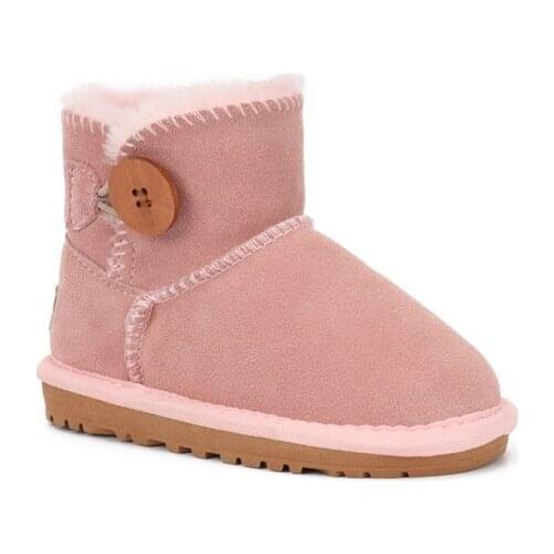 Australia Classic 2021 new High Quality Children Snow Boots Real Leather wooden buttons warm Winter Boys Girls Warm Shoes