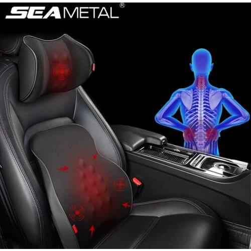 Car Massage Pillows Memory Foam Interior Auto Headrest Lumbar Pillow Cushion Interior Head Neck Waist Protector Pads Accessories