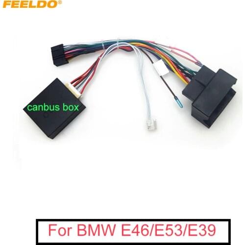 FEELDO Car 16Pin Power Wiring Harness Cable Adapter With Canbus For BMW E39(01-04)/E53(01-05) Install Stereo Aftermarket