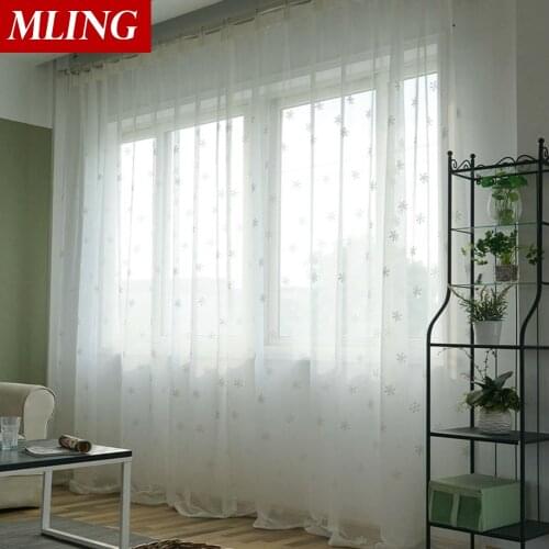 Mling White Semi Sheer Curtains for Living Room Transparentes Drapes for Bedroom Modern Voile Curtain Window Treatment Drapes