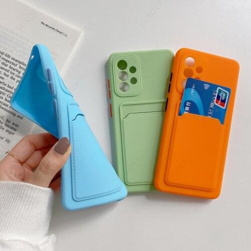 Card Slot Phone Case For Samsung Galaxy A52 A32 A22 A82 S21 S20 FE Plus Note 20 Ultra A02s A21s A70 A50 Candy Color Wallet Cover