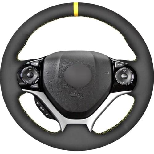 Black Suede Hand Sew Comfortable Soft Steering Wheel Cover for Honda Civic Civic 9 2012 2013 2014 2015