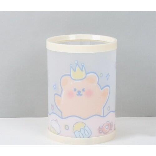Cartoon Bear Stationery Holder Cylinder Pencils Holder Large Capacity DIY Pencil Organizer Holder Easy to Assemble