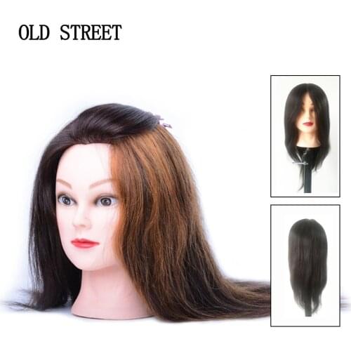 16inch Mannequin Head Straight 100% Human Hair Hairdresser Training Perm Bleaching Dyeing Haircut Manikin Cosmetology Doll Head