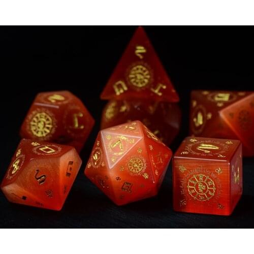 Orange Opal COC Running Team Cthulhus Calling Gem Dice 20-sided Dnd Dragon and Dungeons Multi-faceted Numbers