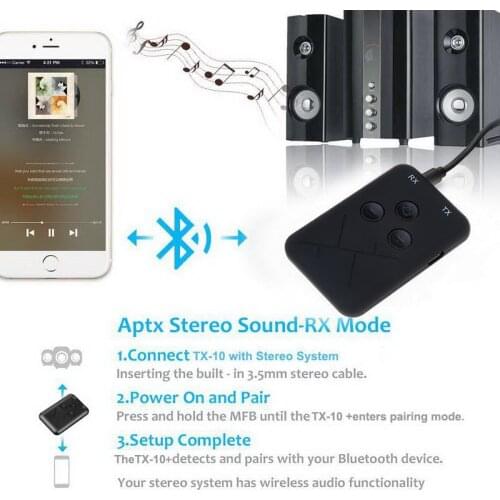 Kebidu 2 in 1 Bluetooth 4.2 Transmitter Receiver Wireless Bluetooth Adapter 3.5mm Stereo Audio Adapter for phone TV DVD