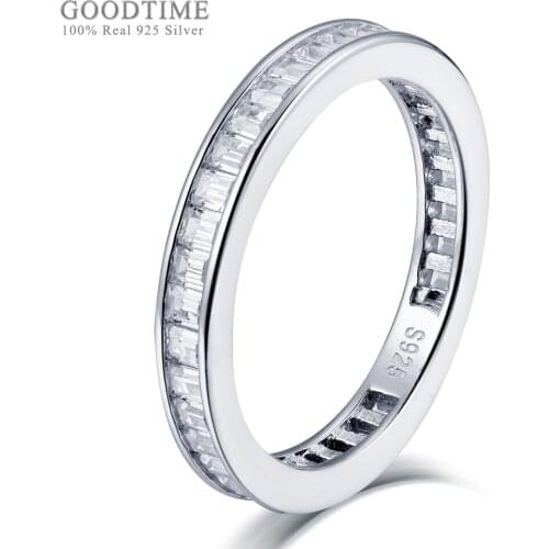 Fashion 925 Sterling Silver Ring Luxury Plane Zircon Bride Rings For Wedding Party Jewelry Accessories Gift For Women Girl