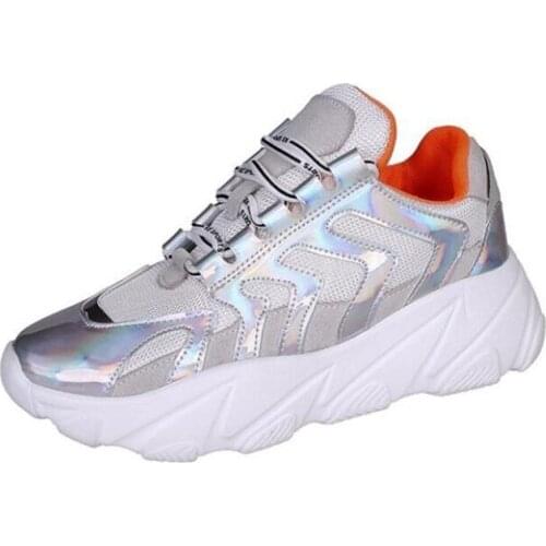 New womens sneakers fashion mesh stitching lace-up thick-soled lightweight comfortable casual all-match shoes women