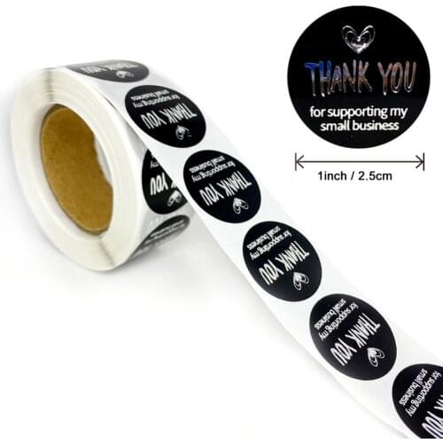 50-500Pcs Round Black Pink Label Hot Stamping Thank You Sticker Wedding Beautiful Gift Card Envelope Sealing Label Stationery