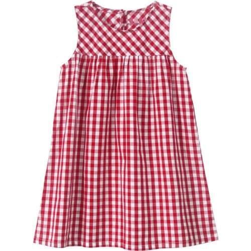 2020 summer cotton dress for baby toddler girls 3 4 6 8 10 yrs princess red plaid vest dresses kids girls vintage party frocks