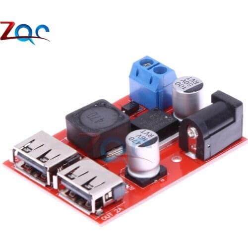LM2596S Dual USB Output DC-DC DC 6 -9V/12V/24V/40V to 5V 3A Step Down Buck Converter Power Supply Module for Car Solar Charger
