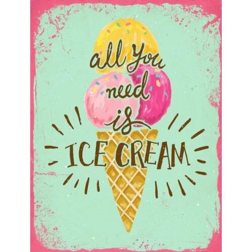 Ice Cream Metal Signs Retro Poster Iron Plate Desserts Shop Wall Decor