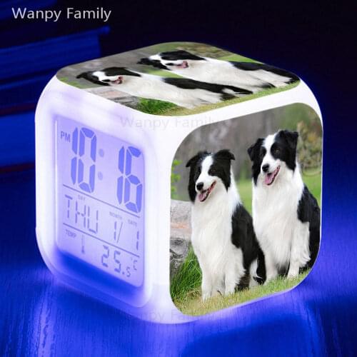 Cute Dog Clock LED 7 color Flash Digital Alarm Clock reloj despertador clock wekker reveil luminous color flash Watch Toys