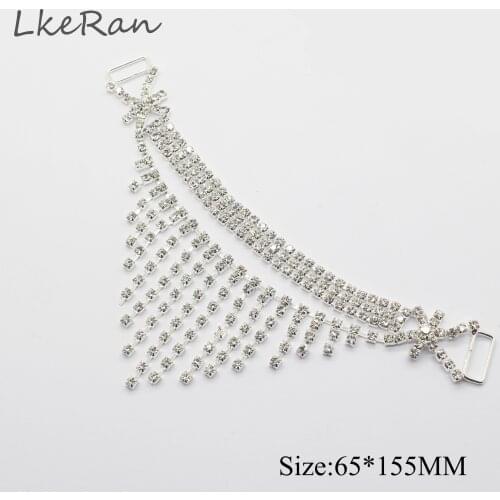 Fashion 65mm*155mm Charm Crystal Rag chain Rhinestone Bikini Connectors/Buckle For Swimming Wear Decoration