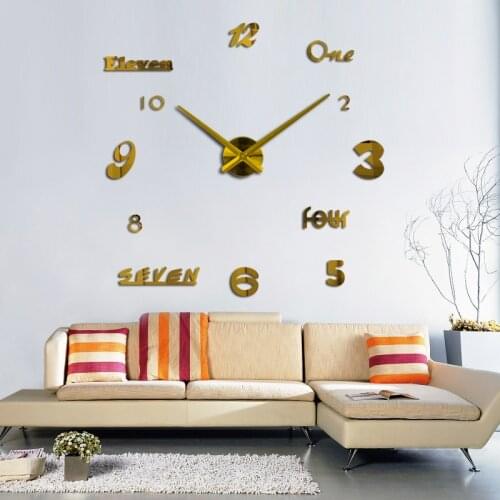 Top Fashion Wall Clock Acrylic Mirror Europe Quartz 3d Diy Still Life Home Decoration Stickers Living Room