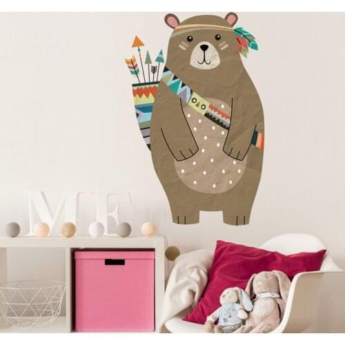 Cartoon Animal Bear Wall Stickers Kids Room Decoration DIY Wall Decals Children Bedroom Decor Nursery Poster Room Decor