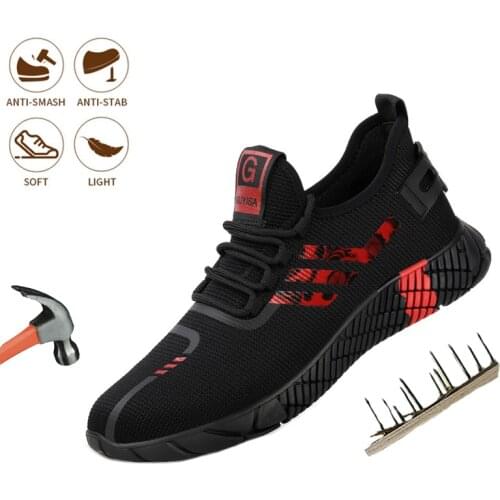 Men Safety Work Shoes Lightweight Steel Toe Cap Indestructible Boot Non-slip Anti-Smash Anti-Puncture Breathable Sneaker Fashion