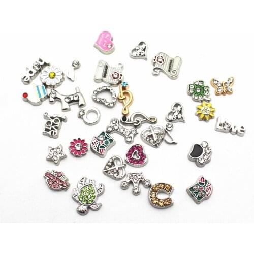 Mix 12pcs/lot crystal Charms ceram heart Floating Charms for Floating Memory charms Lockets DIY Jewelry