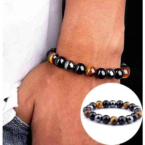 Natural Tiger Eye Obsidian Bracelets Hematite Beads Men Magnetic Health Protection Balance Bracelets Women Healing Soul Jewelry
