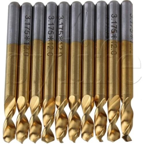 New 10pcs 3.175mm Tungsten Coated Carbide Micro Titanium Drill Bits PCB Tool