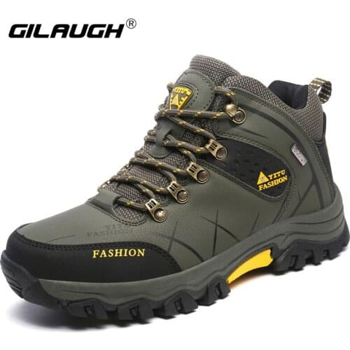 New Outdoor Men Hiking Boots Winter Sneakers Waterproof Leather Sport Shoes Plush Super Warm Walking Climbing Trekking Snow Shoe