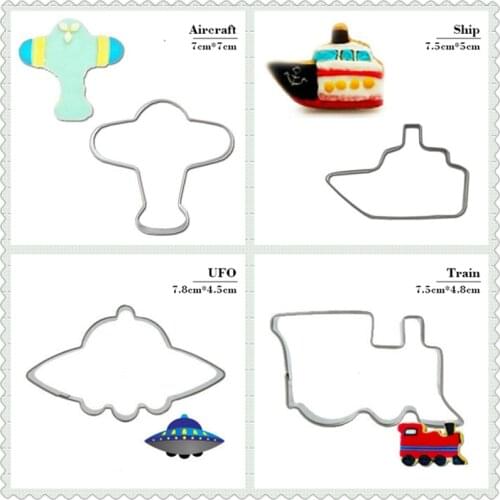 New Airplane Ship And Train Cookie Tools Cake Stencil Kitchen Cupcake Decoration Template Mold Cookie Coffee Stencil Mold Baking
