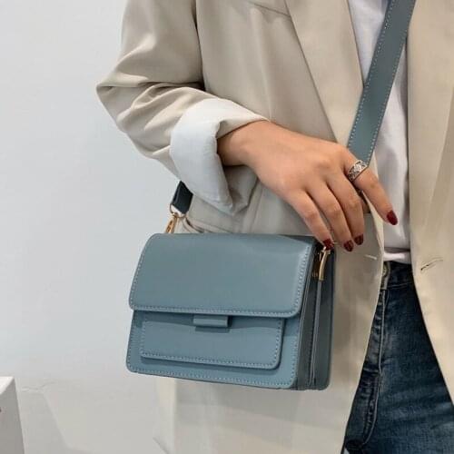 Solid Color PU Leather Crossbody Bags For Women 2021 Luxury Quality Shoulder Simple Female Handbags and Purses
