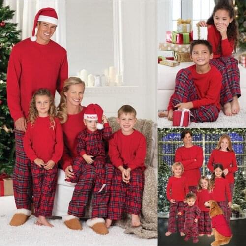 Father Mother Children & Babys Sleepwear Tops+Pants Plaid Christmas Family Matching Pajamas Xmas Mommy and Me Pjs Clothes Set