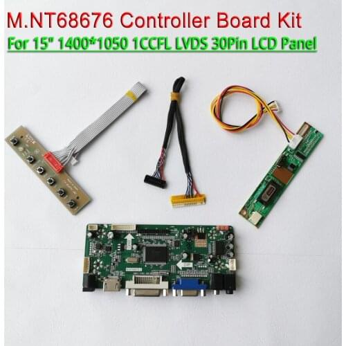 Fit N150P2 N150P3 N150P5 15" VGA DVI LVDS 30Pins 1400*1050 1Pcs CCFL keyboard M.NT68676 LCD screen controller board DIY kit