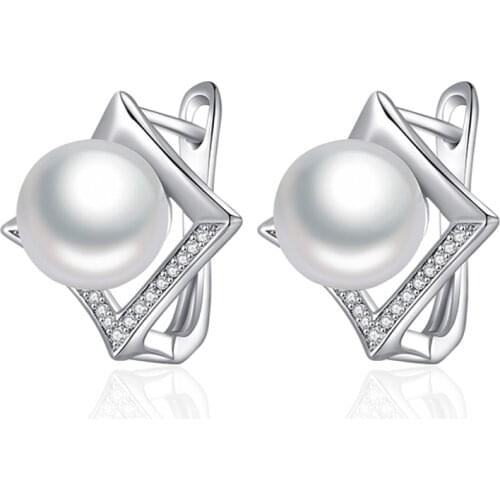 Luxury 10mm Natural Pearl Earrings for Women Stud Earrings with Pearl Zirconia CZ Girls Creative Jewelry Exquisite Gift