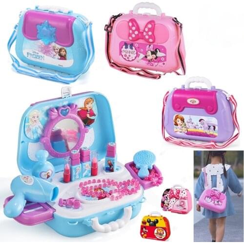 Disney Minnie Mickey Frozen Anna Elsa Sofia Backpack Pretend Play Kitchenware Tools Medical Tools Makeup Toys Childrens Toys