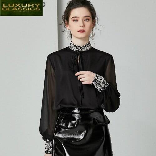 Silk Summ Women Blouse Shirt Womens Tops and Blouses Elegant Long Sleeve Shirt Office Wear Korean Fashion Clothes 924155