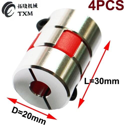 4pcs Jaw spider Shaft Coupler Flexible Coupling shaft 4mm to 5mm 6mm 6.35mm 7mm 8mm 10mm D20 L30 CNC motor 3D printer
