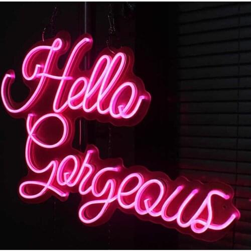 Led Aesthetic Cute Hello Gorgeous Neon Flex Light Sign For Home Room Wall Decor Kawaii Anime Bedroom Decoration Mural Outdoor