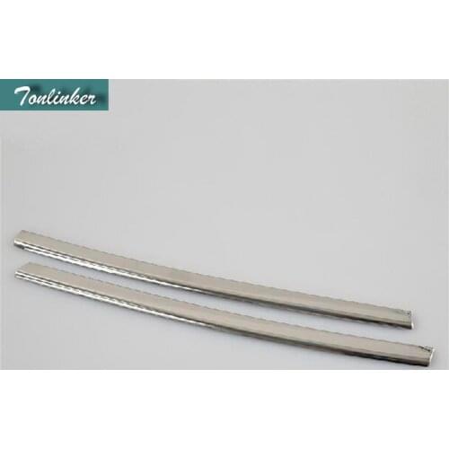 Tonlinker 2 PCS DIY car styling stainless steel the network front light strip cover case Stickers for VW NEW GOLF 7 accessories