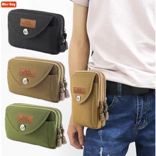 Universal Canvas Mobile Phone Bag For iPhone 5 5s 4 4s 6 6s 7 8 Plus X XS XR 11 Pro max Wallet Case Belt bag Phone Pouch Pocket