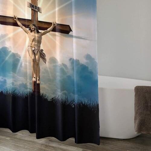 Cross Christ Faith God Jesus Funny Bathroom Set Polyester Waterproof Bath Shower Curtains