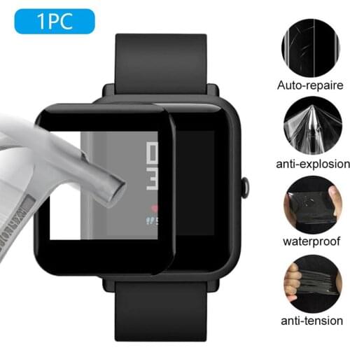 Screen Protector For AMAZFIT bip Smart Watch Tempered PET Soft Black Bumper Clear Film Replacement Screen Protective Cover 19Dec