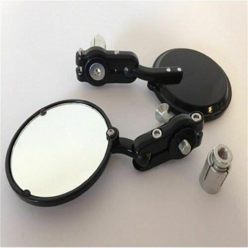 2Pcs/Pair Black Chrome Rotation Round 7/8" Handle Bar End Side Rear View Mirrors Universal for Most Harley Suzuki Honda Kawasaki