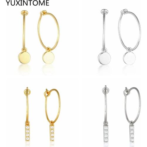 925 Sterling Silver Ear Buckle Hoop Earrings Geometry Round Hanging Earrings For Women Party Fashion Jewelry Accessories Gift