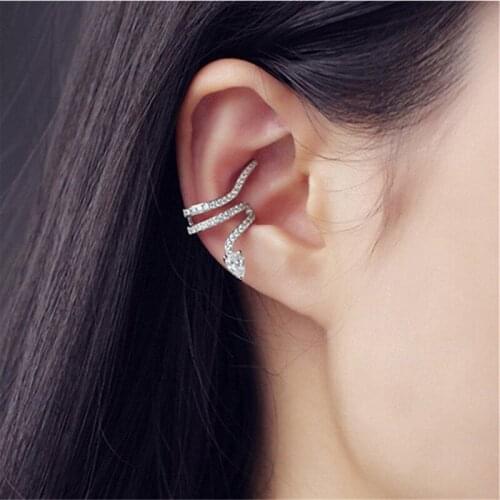 1 pcs 925 Sterling Silver Crystal Snake Stud Earrings For Women Wedding Female pendientes mujer moda aretes de mujer eh352