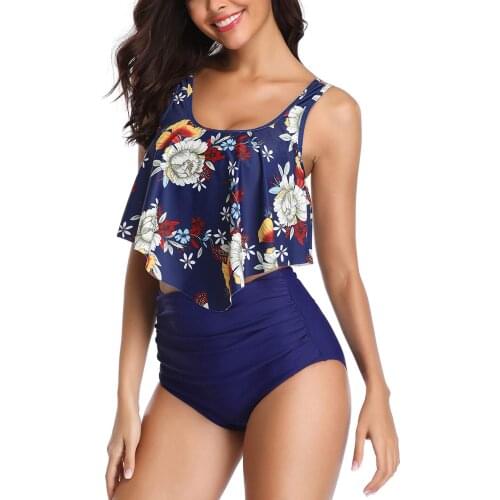 2019 Women Ruched High Waist Bikini 2019 Plus Size Swimwear Summer Swimsuit Beach Bathing Suit Ruffle Bikini Mujer