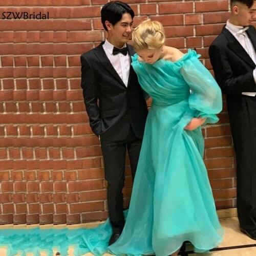 New Arrival Organza Long sleeve evening dresses 2021 Green long dresses evening gowns Vestidos elegantes