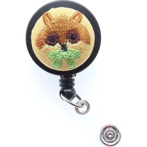 10 pieces free shipping Wholesale Cute Cloth Pumpkin Bear Retractable Id Badge Holder Reel
