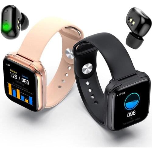2in1 Smart Watch Bluetooth Headset TWS Wireless Earphones HD Big Screen Sports Heart Rate Blood Pressure Monitoring Monitor