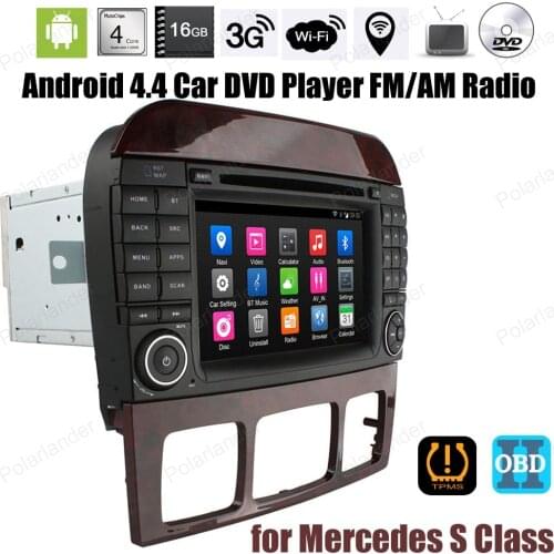 7 inch Android4.4 FM AM radio Car DVD For Mercedes S Class Support GPS BT 3G WiFi DTV DAB TPMS OBDII DVR stereo mp5