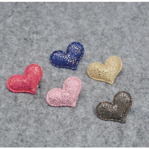 80pcs 3.8*3cm Shining heart Padded Patches Appliques For Clothes Sewing Supplies DIY Hair Bow Decoration free shipping