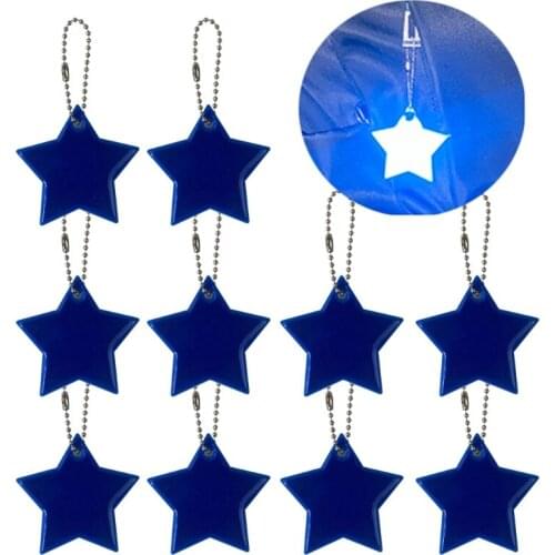 97QE 10Pcs Child Safety Reflectors Keyrings Reflective Stars Safe Reflector Keychains