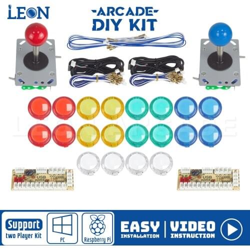 Arcade Diy Kit 2 Player Zero Delay Usb Encoder Transparent Arcade Button Zippy Arcade Joystick Usb To Pc/andriod/raspberry Pi