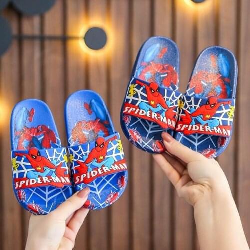 Disney cartoon childrens spiderman boys and girls non-slip soft home shoes summer slippers sandals